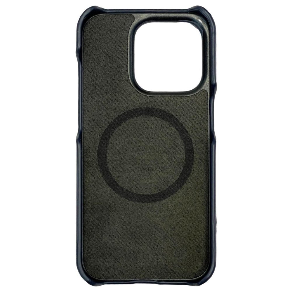 DALLAS DESIGNER HANDBAGS Leather iPhone 15 Pro MagSafe Phone Case Navy Blue - Picture 4 of 9